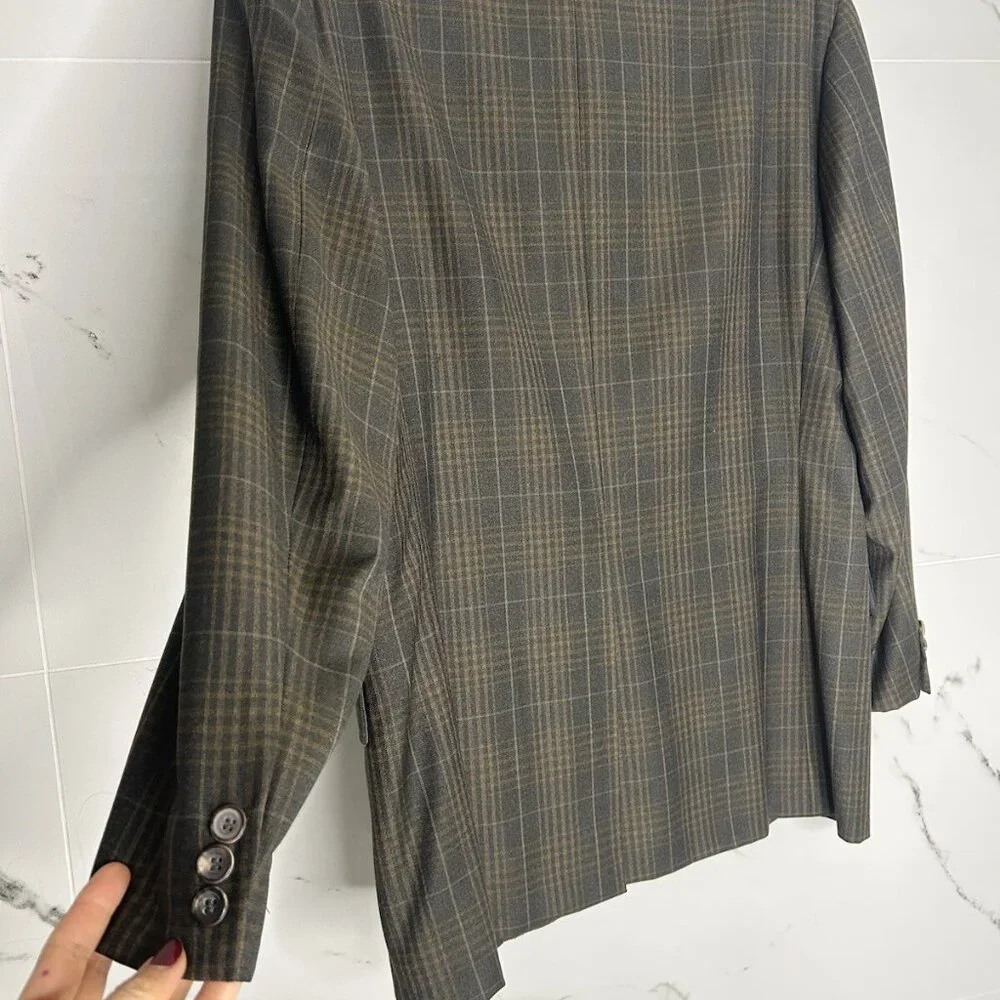 VTG 41 R Loro Piana Tasmanian Wool 120's Plaid Brown Blazer Sports Coat Career